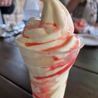“Simba Sunset” Pineapple Dole Whip with Strawberry Syrup   at Disney's Animal Kingdom - Tamu Tamu Refreshments in Lake Buena Vista
