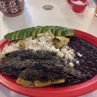 Totopos tradicionales & barbacoa de vegetales  at Frida Chilaquiles Contry   in Monterrey