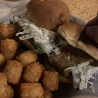 Tofu sliders and tots   at Thinking Man Tavern in Decatur