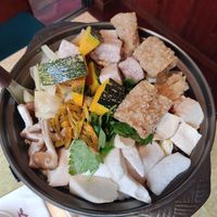 Hotpot before cooking at Shan Bin Restaurant in Chiayi