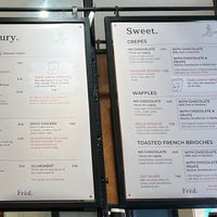 Crepe menus at Le Chocolat de Frèd in Dublin