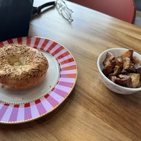 Bagel and potatoes #Veganuary at Bagel & Bloom in Kralendijk