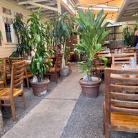 Indoor/Outdoor seatingg  at Cafe des Amis in Paia