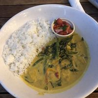 butternut squash and garbanzo curry at Cafe des Amis in Paia