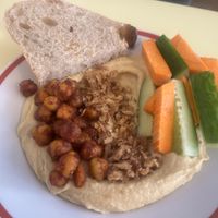 Hummus and vegetables dish  at Kultura Diktuet in Astana