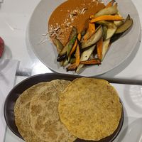 Combination of vegetables with almond sauce at Casa Mexicana in Ksamil