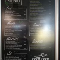Menu at Nom Nom in Bucharest