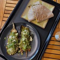 Quinoa Aubergine & fresh Quesadilla   at Nom Nom in Bucharest