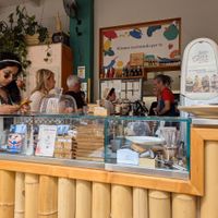 Counter faced with bamboo at Respeat in Turin