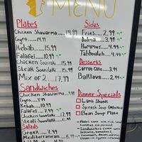 Menu showing vegan options at Greek & Mediterranean Grill in Rocky Mount