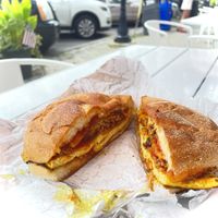 Pork roll, tofu egg, cheddar on a kaiser bun  at Dale and Dollops in Ocean Grove