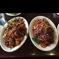left is pineapple and right is spicy fried rice at Thai Heritage & Vegan - Nob Hill in Albuquerque