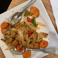 Drunken noodles with tofuu  at Basil and Co in Diamond Bar