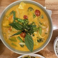 Yellow pumpkin curry  at Basil and Co in Diamond Bar