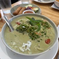 Vegan green curry with vegetables. (So tasty!)  at Basil and Co in Diamond Bar