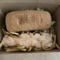 To die for… Chicago Cheesesteak and West Coast Fries. at Green New American Vegetarian in Tempe