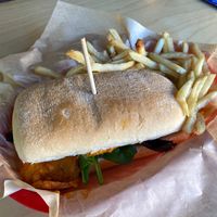 Spicy Po Boy w/ Dill Fries at Green New American Vegetarian in Tempe
