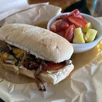 Chicago cheese steak with fruit  at Green New American Vegetarian in Tempe