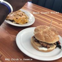 West Coast Fries and BBQ Chick’n Sammie at Green New American Vegetarian in Tempe