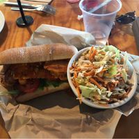 Po boy sandwich, amazing sauce! at Green New American Vegetarian in Tempe