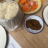 Sticky rice, eggplant jeows and pickled veggies   at Gai Noi in Minneapolis