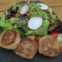The vegan Allgäuer Krautkrapfen at Braugasthof Falkenstein in Pfronten