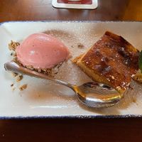 Cheesecake with strawberry sorbet  at Hotel Weinhaus Zum Schwarzen Bären in Koblenz