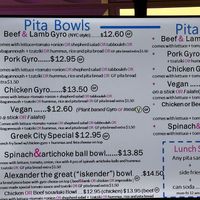 Part of menu   at Pita Bowl in Nutley