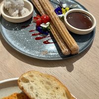 Vegan trio of dips and more churros   at Belair Hotel in Blackwood