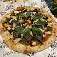 Vegan broccolini pizza with added mushrooms  at Belair Hotel in Blackwood