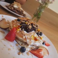 Fruit pancakes at botànic in Barcelona