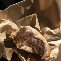 Chocolate filled croissant🤍🤍🤍  at botànic in Barcelona