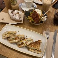 Bravas were amazing the first time. The pancakes and the toast as well!   at botànic in Barcelona