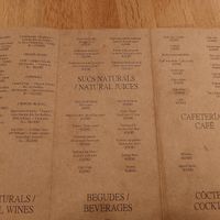 The menu (november 2023) at botànic in Barcelona