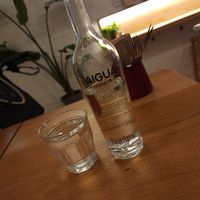 Fancy water with a glass topper too! at botànic in Barcelona