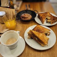 Excellent brunch (tostadas truffle and vegan cheese and the other is tomato vegan mozza, pesto) at botànic in Barcelona