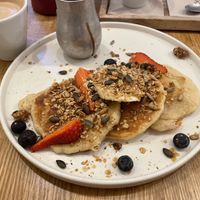 Pancakes before chocolate sauce...  at botànic in Barcelona
