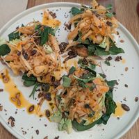 Blini with kimchi at botànic in Barcelona