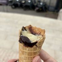 The chocolate from the Cremino flavor is out of this world   at Rossi La Bottega Del Gelato in 