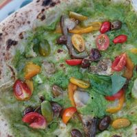 Pizza ortolana base crema di zucchine con verdure at Locanda Costa Dei Vigneti in Costa Vescovato