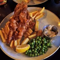 Vegan fish and chips (delicious fries!) at McGonagalls Gin & Whisky Emporium in Edinburgh