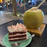 Red Velvet Cake & Ice Cold Coconut   at IVEGAN SUPERSHOP BEN THANH - Healthy Plant Based Cafe in Ho Chi Minh City