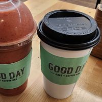 Smoothie and coffee at Good Day Cafe and Moomers Homemade Ice Cream Shop in Mackinac Island
