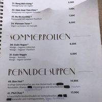 Speisekarte Salat, Sommerrollen und Reisnudelsuppen / menu salad, summer rolls and rice-noodle soups  at Ngon Veggie in Cologne