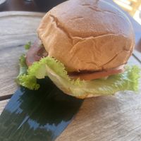 Vegan burger. Messy but yummy   at Casa Playa Tenerife in Tenerife