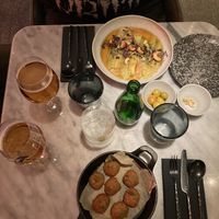 steamed leeks and croquettes  at La Huerta Funky Castizo in Madrid