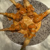 fried broccoli - amazing!!  at La Huerta Funky Castizo in Madrid