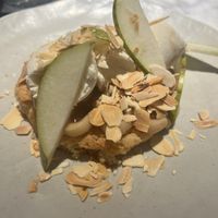 Bourdaloue Tart, Pear Chutney, Almond            -the best 😍  at La Huerta Funky Castizo in Madrid