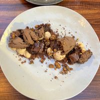 Hazelnut Cream, Chocolate Cake, and Cookie   at La Huerta Funky Castizo in Madrid