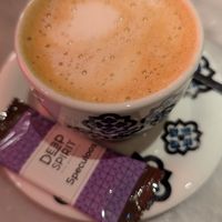 Latte at La Huerta Funky Castizo in Madrid